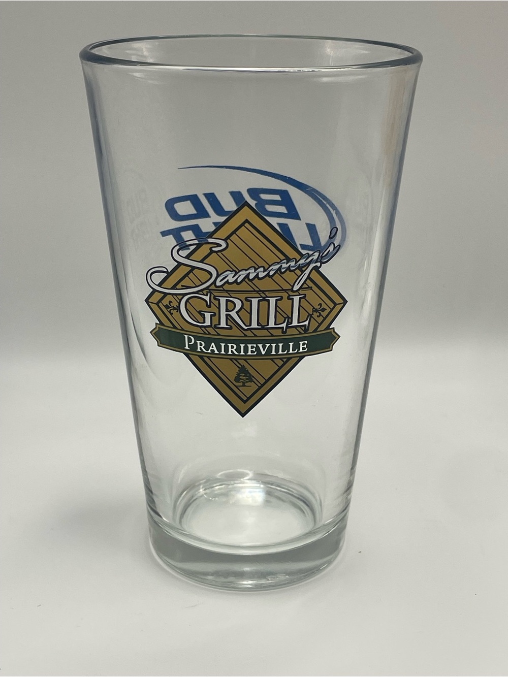 Sammy's Grill Prairieville Pint Beer Glass with Bud Light Logo